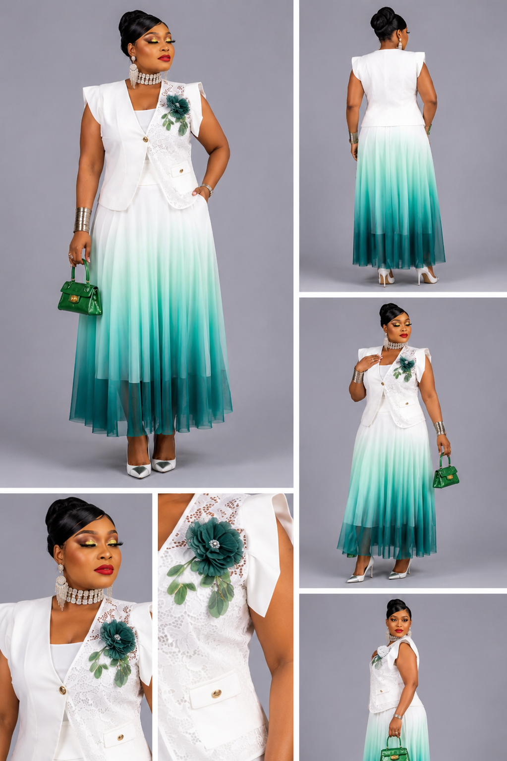 Tailleur Jupe Vert