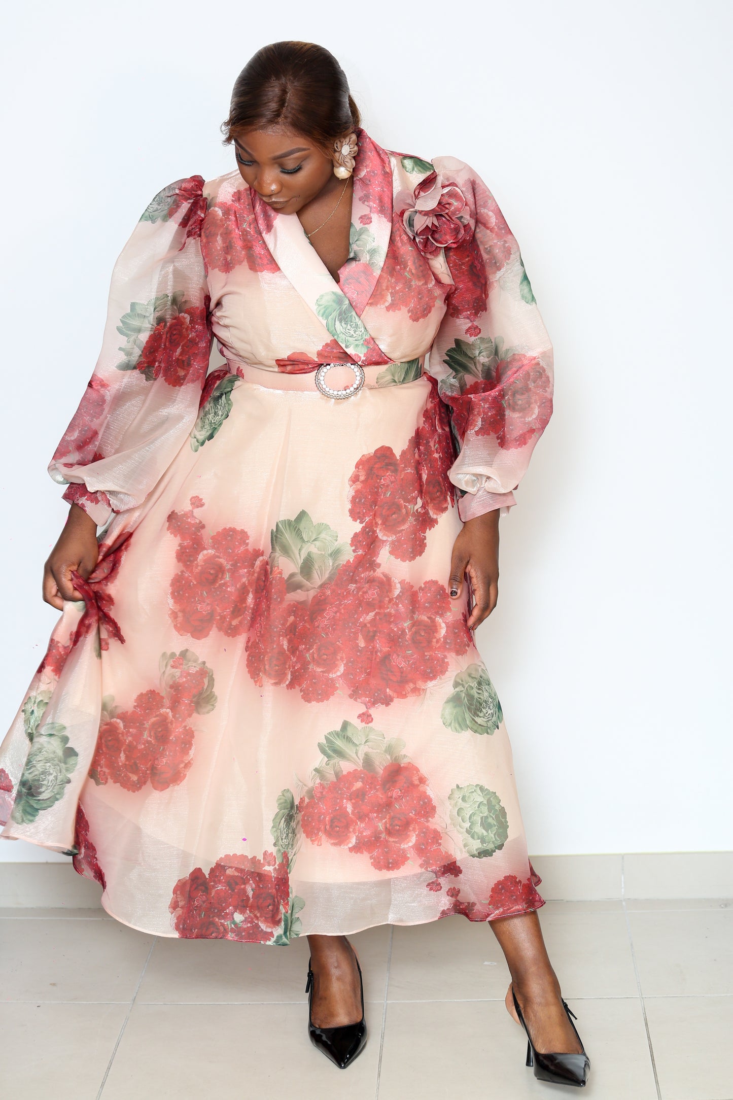Robe rose beige