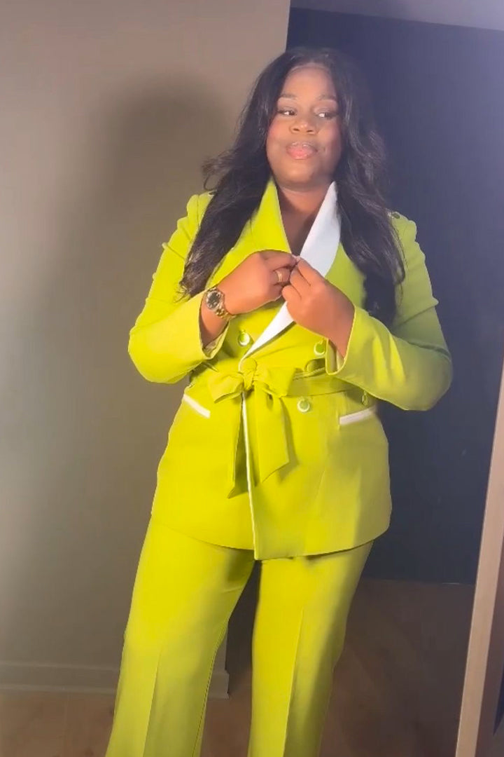 Tailleur vert fluo
