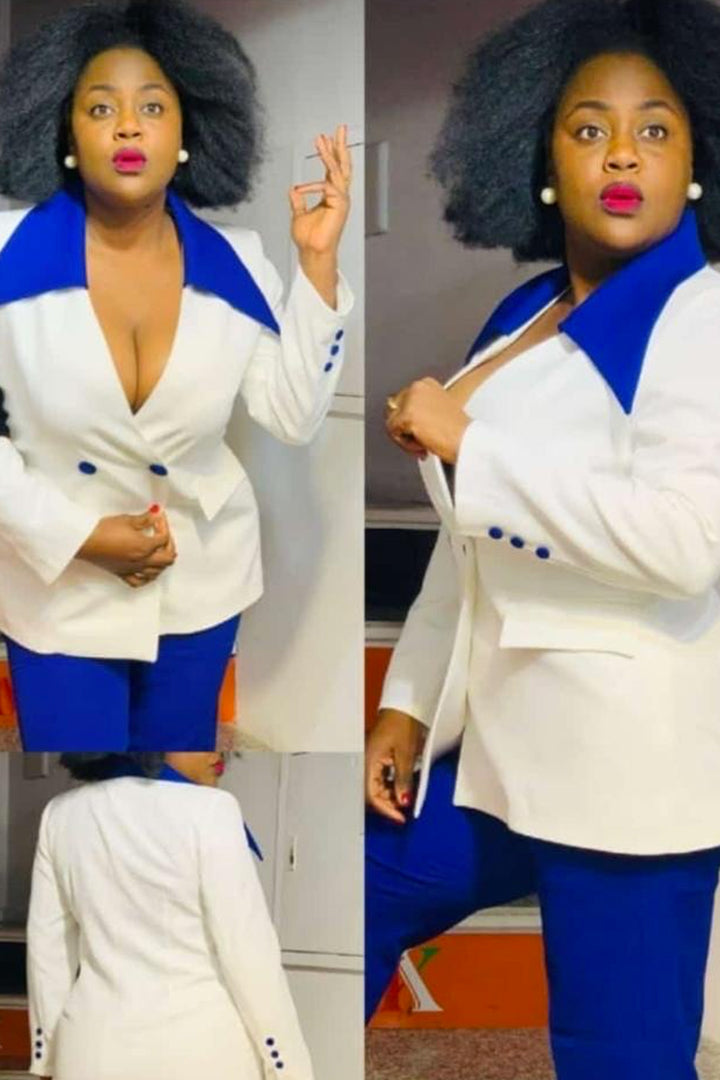 Tailleur col bleu