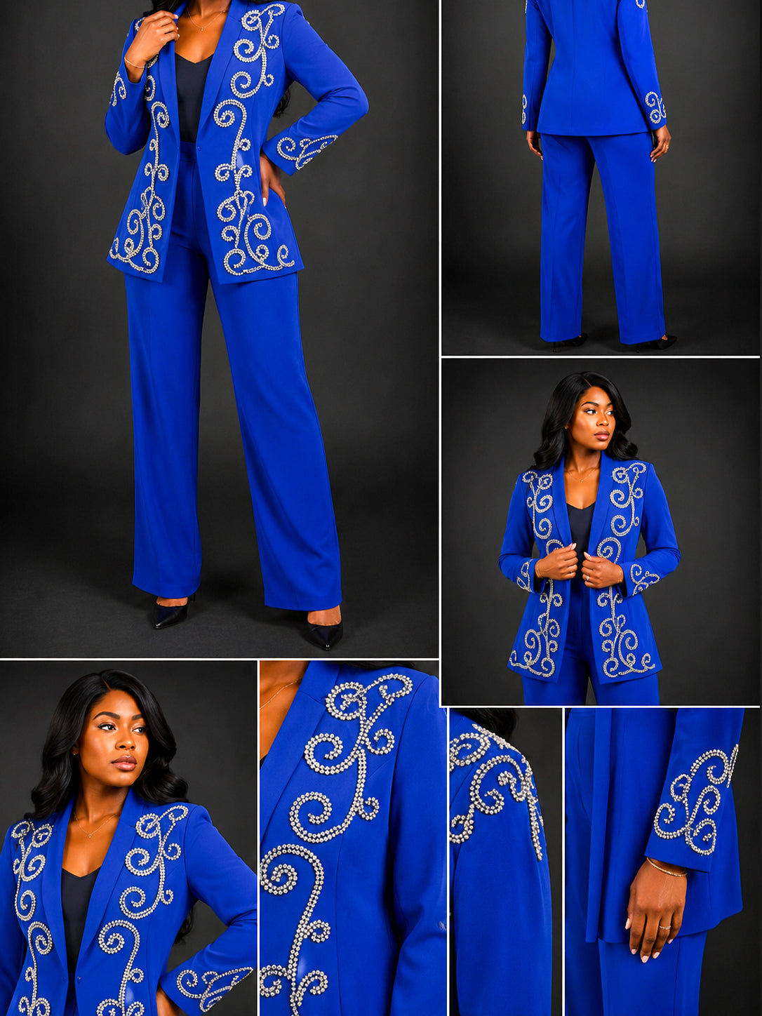 Tailleur bleu strass