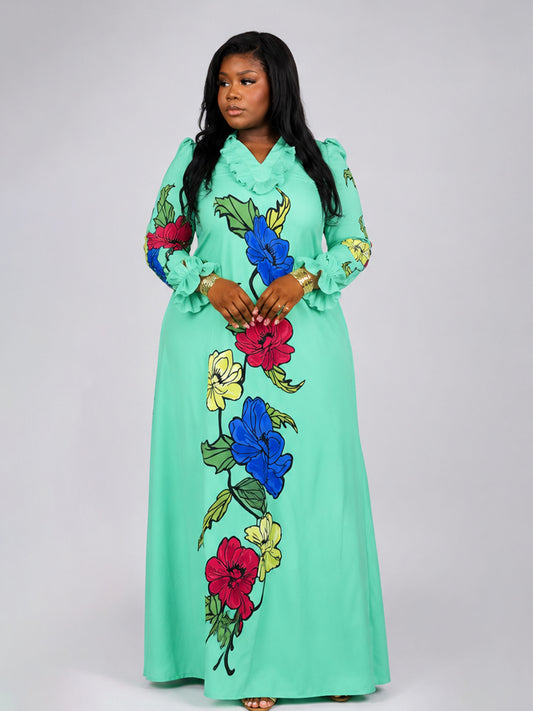 Robe verte claire motif
