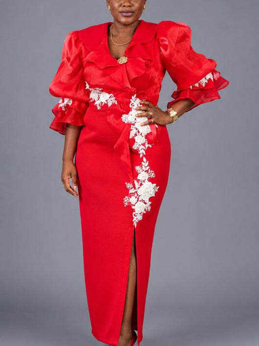 Robe rouge blanche