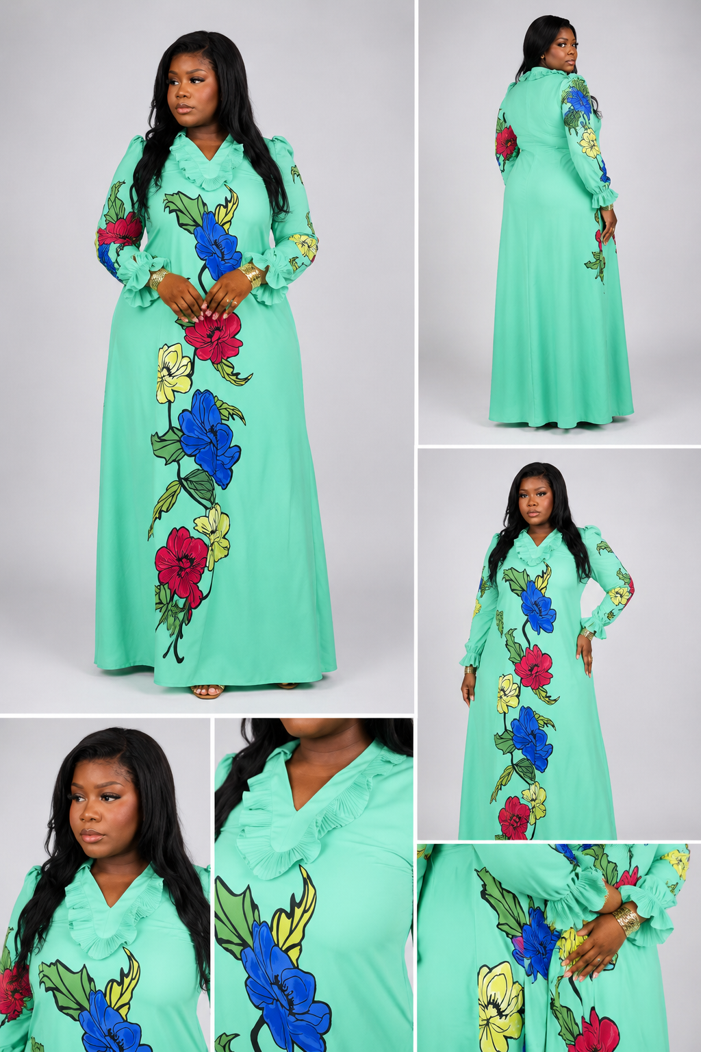 Robe verte claire motif