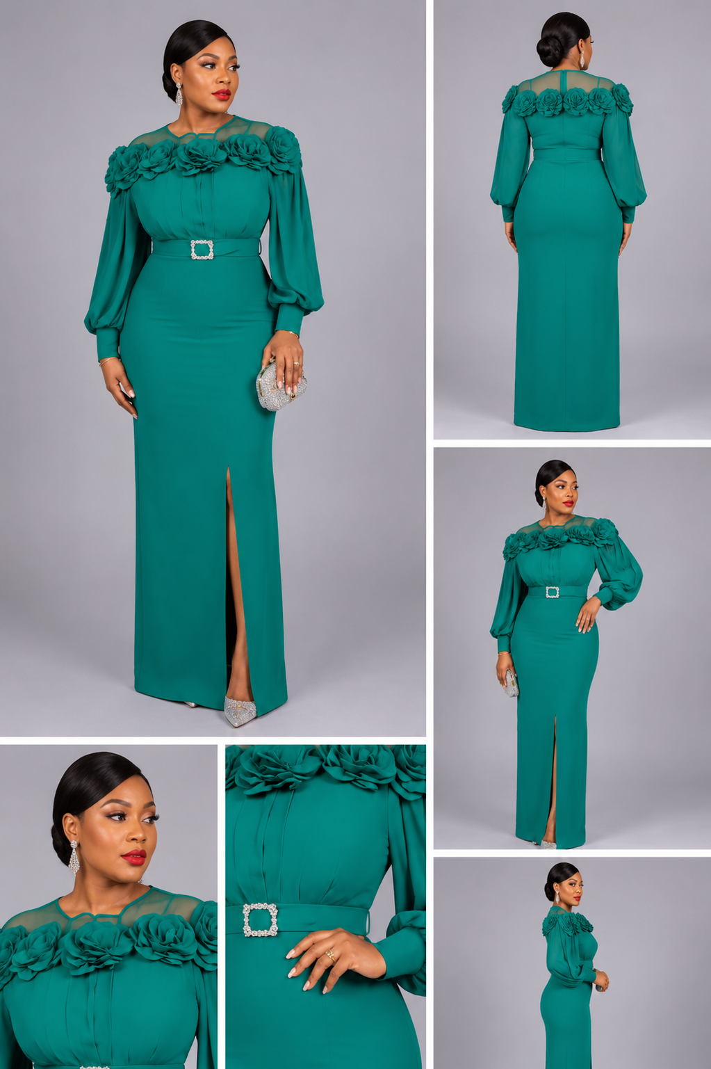 Robe verte fleuri