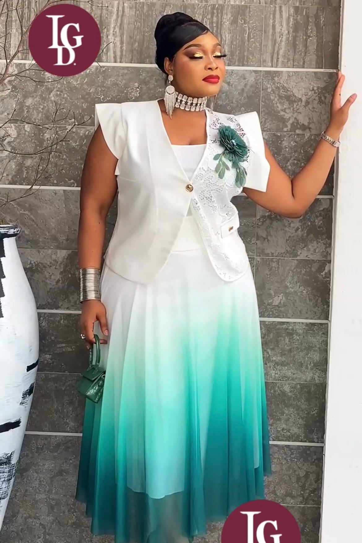 Tailleur Jupe Vert