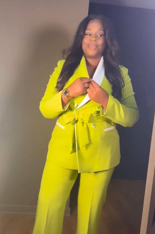 Tailleur vert fluo