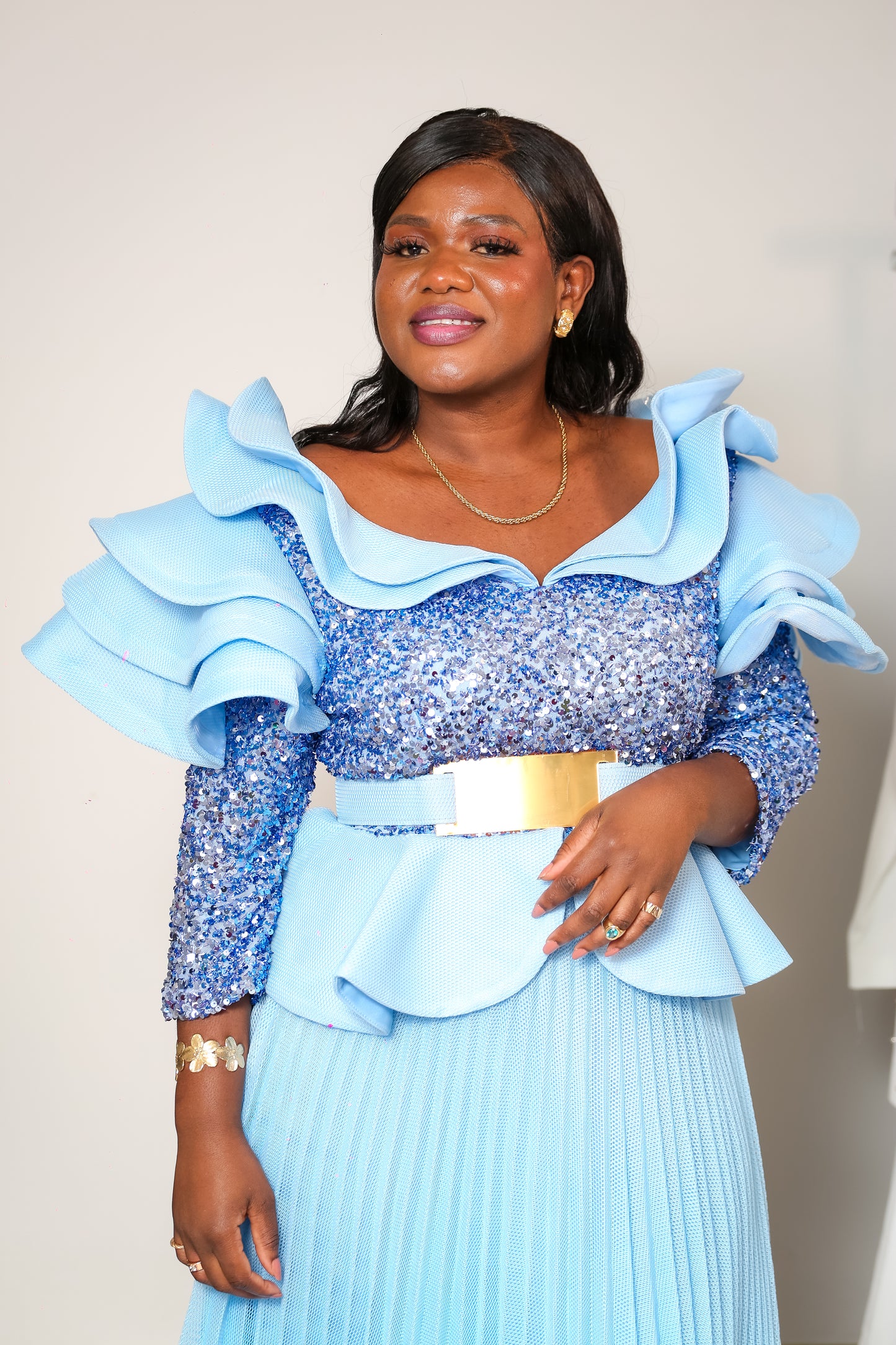 Robe bleu strass
