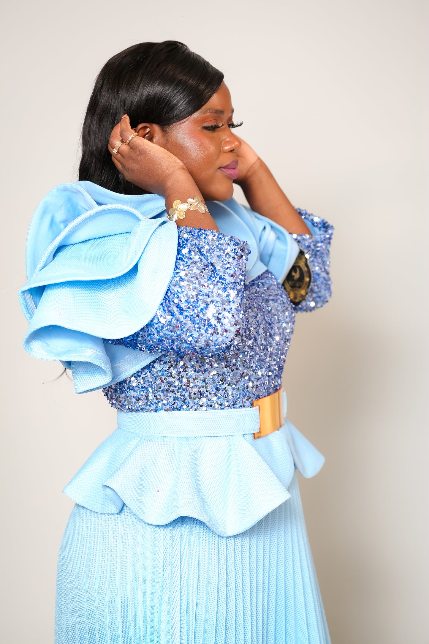 Robe bleu strass