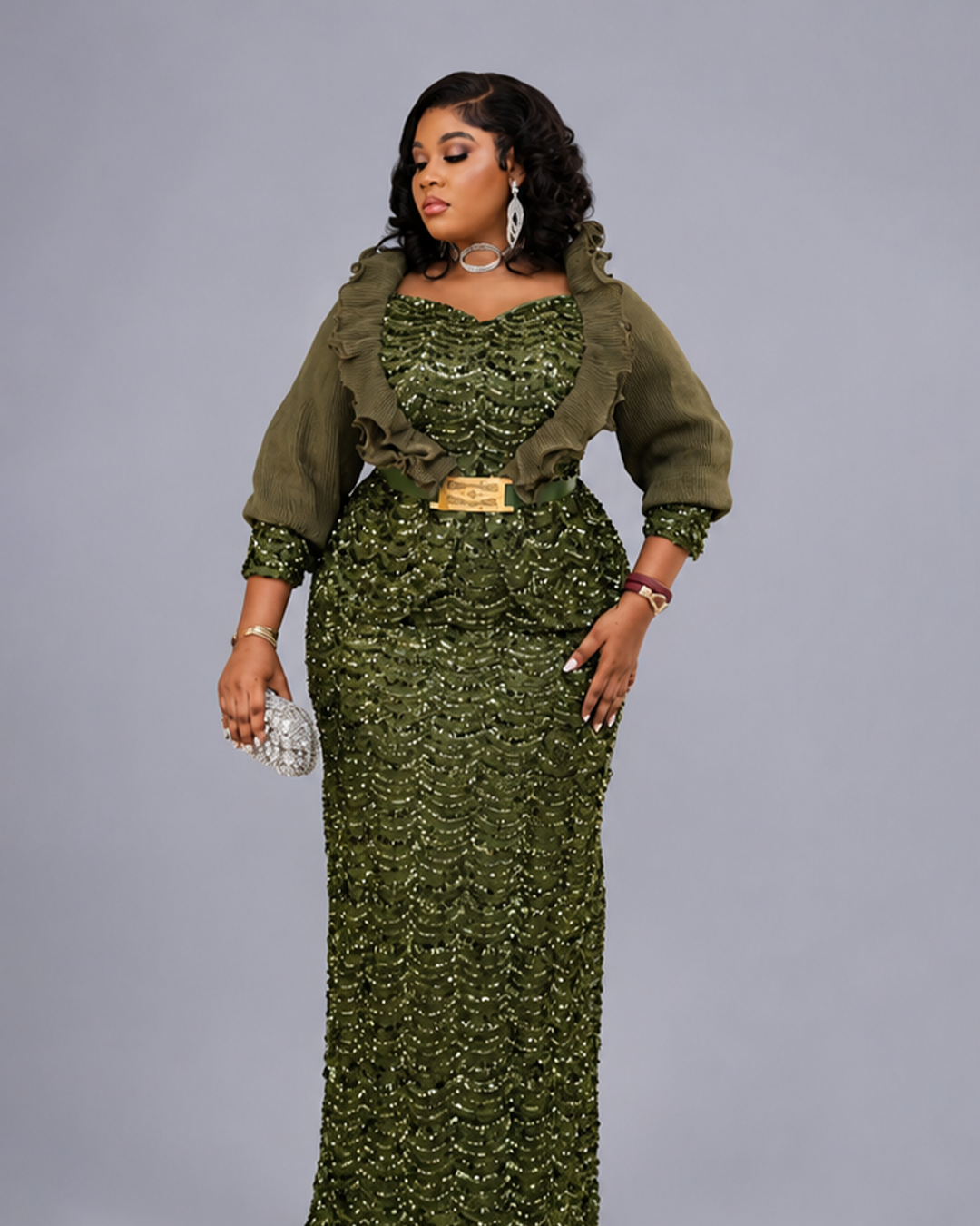 Robe chic de soirée verte